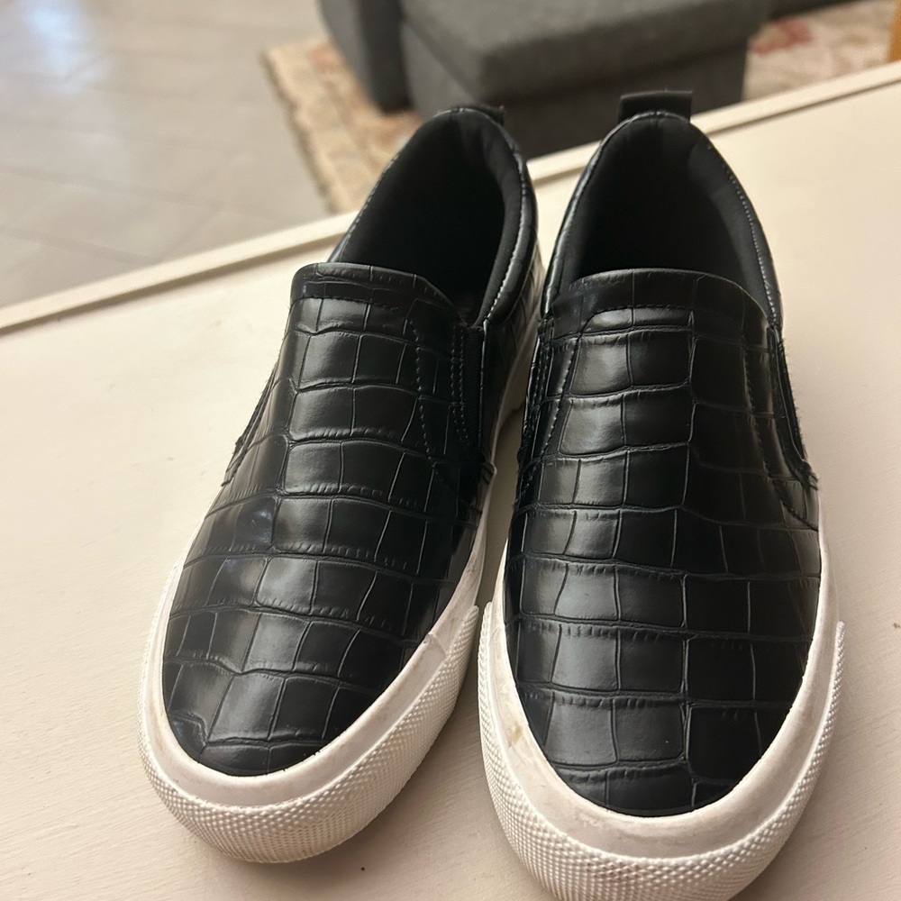 Loafers Jenn Ardor Elegant Black Crocodile Pattern Loafers 7 Great Shape